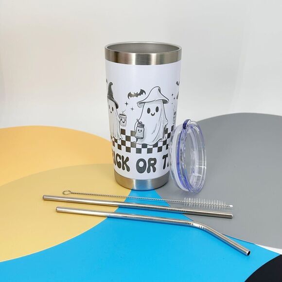 Halloween Tumbler with Straw Gift Box 20oz Stainless Steel Spooky Season - Picture 2 of 6